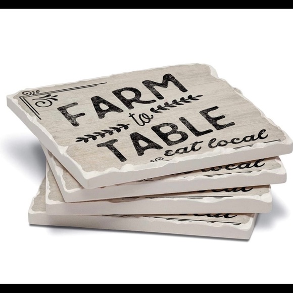 FARM TO TABLE STONEWARE COASTER SET - Picture 4 of 14
